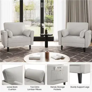 Yaheetech Oversized Armchair Single Sofa with 2 Pillows - Greige