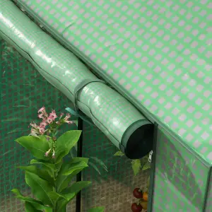 Outsunny 2-Room Greenhouse with 2 Roll-up Doors and Vent Holes, 100x80x150cm