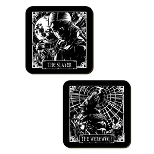 Deadly Tarot The Slayer, The Werewolf, The Undead & The Vampyre Coaster (Pack of 4) Black/White (One Size)