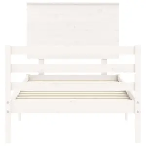 Berkfield Bed Frame with Headboard White 100x200 cm Solid Wood