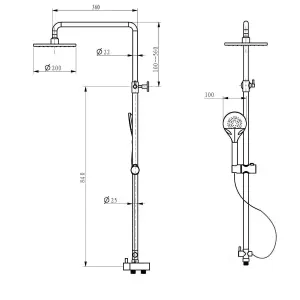 Nes Home Winstead Modern Chrome Exposed Bath Shower Mixer Handless Slider Rail 3 Mode Handset