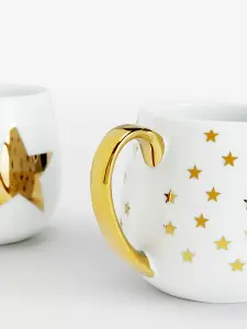 Set of 4 Gold Handle Star Hug Mugs