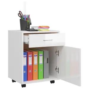 Berkfield Rolling Cabinet High Gloss White 45x38x54 cm Engineered Wood