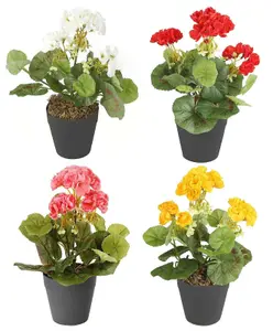 Best Artificial 30cm Yellow Geranium Plug Plant - Pot NOT Included