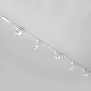 Litecraft Harlem White 5 Head 2m Straight Kitchen Ceiling Light with LED Bulbs