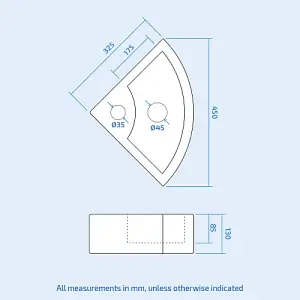 Nes Home 450 x 325mm Small Quarter Corner Wall Mounted Basin with Mono Mixer Tap and Waste