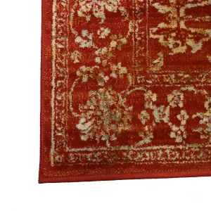 Valeria Red & Cream Traditional Medium Rug, (L)170cm x (W)120cm