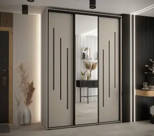 Elegant Dakota IX Sliding Door Wardrobe 1800mm - Stylish Storage with Mirrored Door, Hanging Rails, and Shelves H2350mm D600mm