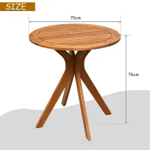 Costway Wood Outdoor Patio Bistro Side Table Garden 70cm Round Wooden Coffee Table