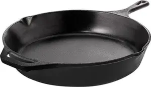 KICHLY 12 Inch Pre-Seasoned Cast Iron Skillet Frying Pan With 2 Handles For Ease Of Use, Induction Compatible Cookware For Indoor & Outdoor Use (12