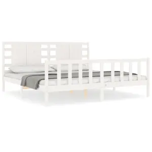 Berkfield Bed Frame with Headboard White 200x200 cm Solid Wood