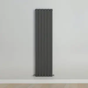 Vertical Anthracite Single Flat Panel Radiator (H) 1600 mm x (W) 408 mm, 3056 BTU.