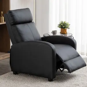 WestWood Luxury PU Leather Modern Push Back Reclining Armchair Lounge Padded Seater Black