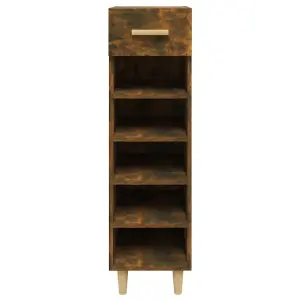 Berkfield Shoe Cabinet Smoked Oak 30x35x105 cm Engineered Wood