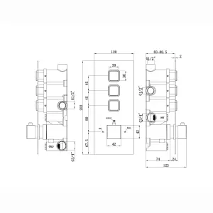 ENKI Milan Black Square 3-Outlet Solid Brass Thermostatic Triple Shower Valve TSV074