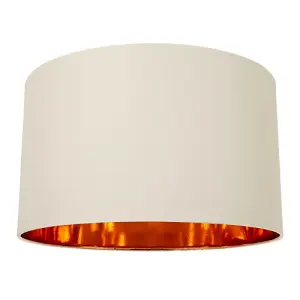 Contemporary Cream Cotton 20 Floor/Pendant Lamp Shade with Shiny Copper Inner