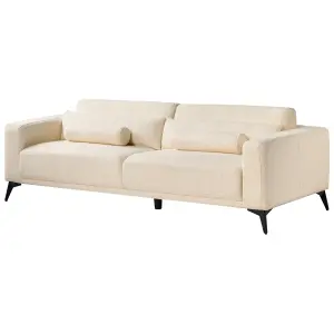 3 Seater Boucle Sofa Off-White ANGE