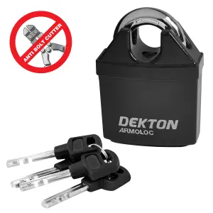 Dekton 60mm Black Closed Shackle Hardened Steel Padlock With 4 Keys