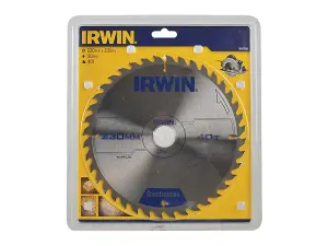 IRWIN Construction Circular Saw Blade 230 x 30mm x 40T ATB