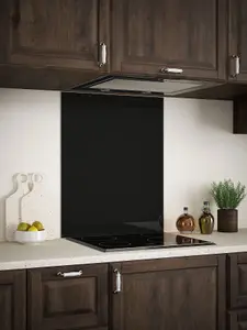 Black Gloss 6mm Glass Self-Adhesive Kitchen Splashback 600mm x 750mm Easy To Apply