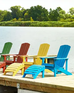 Garden Chair ADIRONDACK with Footstool Blue