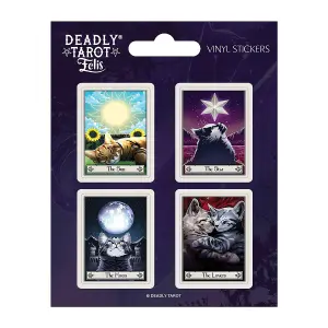 Deadly Tarot Felis Vinyl Sticker Set (Pack of 4) Blue/White (One Size)