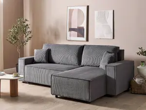 Sofa Bed ABACKA Graphite Grey Corduroy Left Hand