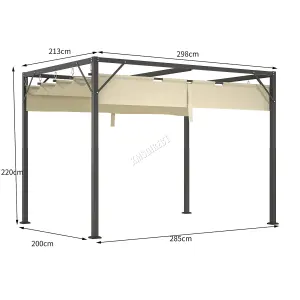 BIRCHTREE 3x2M PE Canopy Pergola Steel Frame Adjust Shade Pergola Shelter Backyard Beige