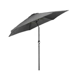 2m Grey Outdoor Crank and Tilt Garden Parasol