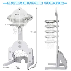 Costway Kids Basketball Stand 3 in 1 Basketball Hoop Soccer Golf Kit Adjustable Toy Set