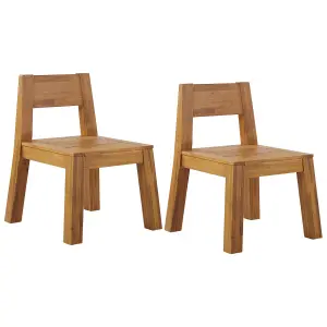 Set of 2 Garden Chairs LIVORNO Acacia Wood Light Wood