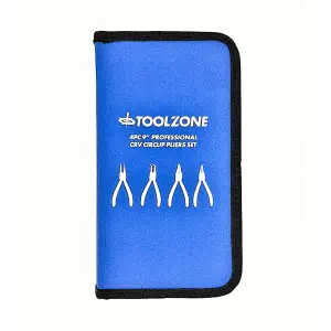 Toolzone 4PC 9" NI-FE Finish Circlip Pliers Set In Zip Case PL139