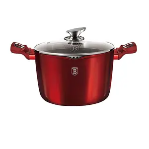 URBNLIVING Height 11.8cm Berlinger Haus 10Pc Red Cookware Set Aluminium Non Stick Pots Pans Induction Tools