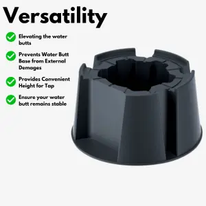 Black Water Butt Stand for Rain Water Collectors (31 cm x 52 cm) - Sturdy Waterbutt Stand for Garden, Supports Large Water Tanks