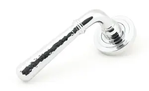 From The Anvil Polished Chrome Hammered Newbury Lever on Rose Set (Art Deco) - Unsprung