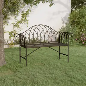 Berkfield 2-Seater Garden Bench 128 cm Black Steel