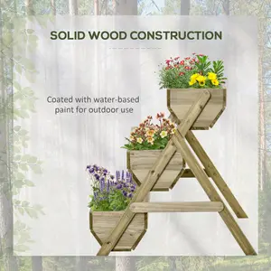 Outsunny 3 Tier Raised Garden Bed Wooden Elevated Planter Box Kit, Green