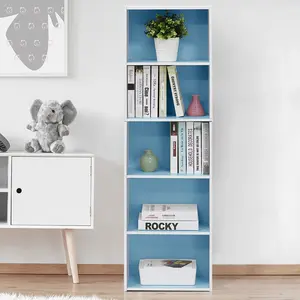 Aliesha Open Shelf Bookcase Light Blue/White / 132.1cm H x 40.1cm W x 23.9cm D