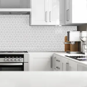 Splashwall Black & white Geometric MDF Splashback, (H)600mm (W)2440mm (T)10mm