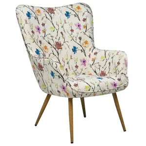 Wingback Chair VEJLE with Footstool Fabric Cream