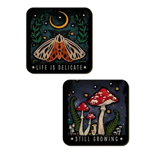 Magical Mushrooms Still Growing Coaster Set (Pack of 4) Multicoloured (One Size)