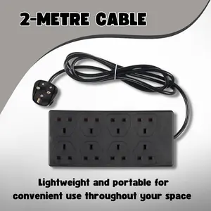 Black Extension lead 2Metre - 13A Amps