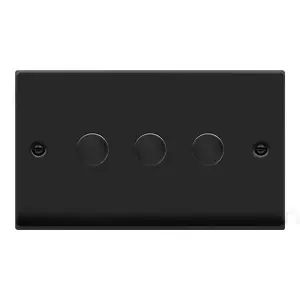 Matt Black 3 Gang 2 Way LED 100W Trailing Edge Dimmer Light Switch - SE Home