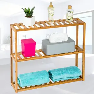 Standing bathroom shelf - 3 tiers in bamboo - brown