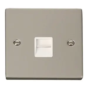 Pearl Nickel Secondary Telephone Single Socket - White Trim - SE Home