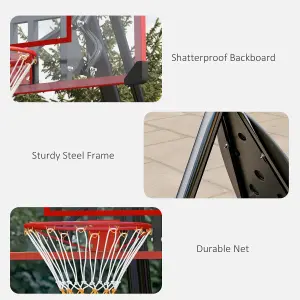 SPORTNOW Adjustable Basketball Hoop with Weighted Base, 2.4-2.9m, Red