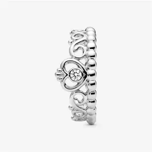 Pandora Princess Tiara Crown Ring - Sterling Silver / Cubic Zirconia - Sz. 48