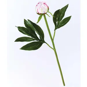 Bloom Artificial Single Sarah Bernhardt Peony Bud Stem - Faux Fake Silk Flower Indoor Home Decoration Floral Arrangements - L45cm