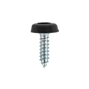 Sealey Number Plate Screw Plastic Enclosed Head 4.8 x 18mm Black Pack Of 50