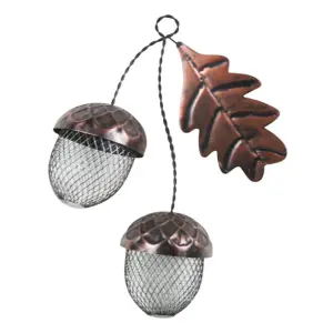 Acorn Shaped Bird Feeder - Rustic Decorative Rust-Proof Iron Outdoor Garden Seed or Peanut Feeding Station - H44 x W30 x D12cm